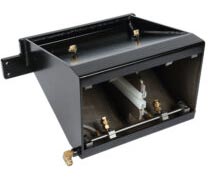 Image of typical, funnel shaped cabinet. Mounts to roll feed and extends into press upright opening.